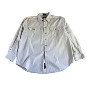 Pure Stuff Mens Cream 100% Cotton Twill Button Down Shirt Long Sleeve Large L